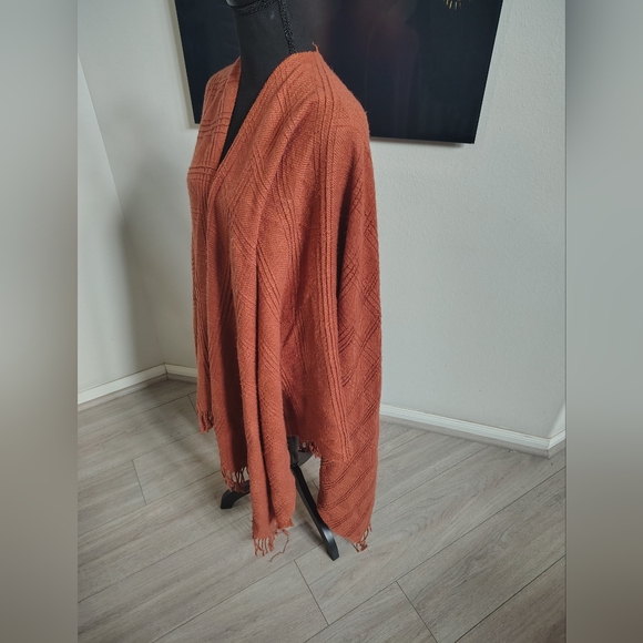 Rust Orange Shawl with Fringe - Picture 4 of 8